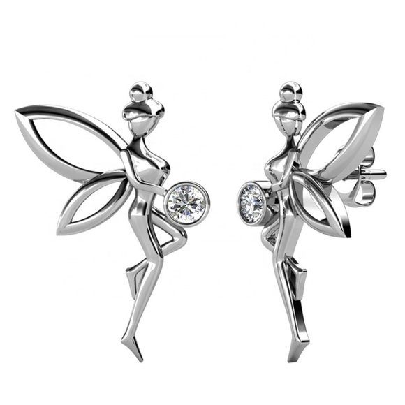 Tinker Bell Fairy‎ Stud Earrings Australian Crystals - Picture 4 of 7